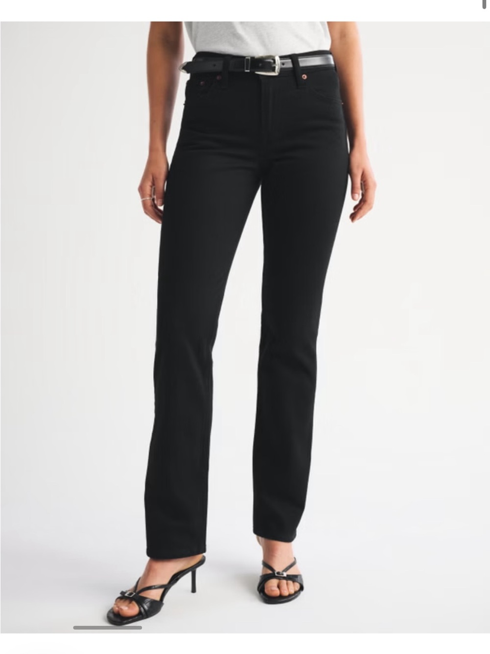 Abercrombie Women's Black Straight-Leg Jeans